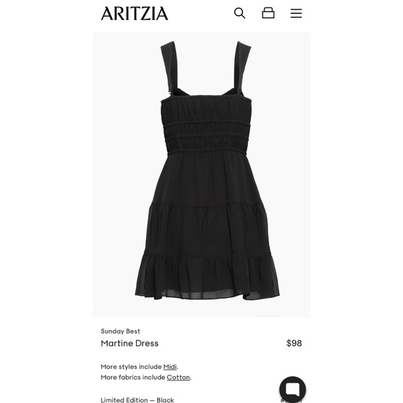 Aritzia Sunday Best Martins Dress Black NWOT #117571 - Picture 4 of 11